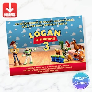 Toy Story Birthday Invitation Toy Story Birthday Invite Editable Template Instant Download