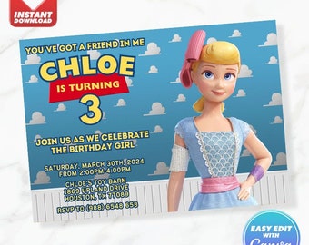 Toy Story Birthday Invitation Toy Story Bo Peep Birthday Invite Editable Template Instant Download