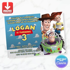 Toy Story Birthday Invitation Woody Buzz Jessie Birthday Invite Editable Template Instant Download