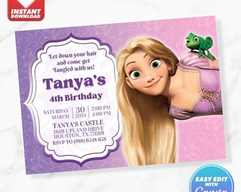 Tangled Birthday Invitation Tangled Birthday Invite Editable Template Instant Download