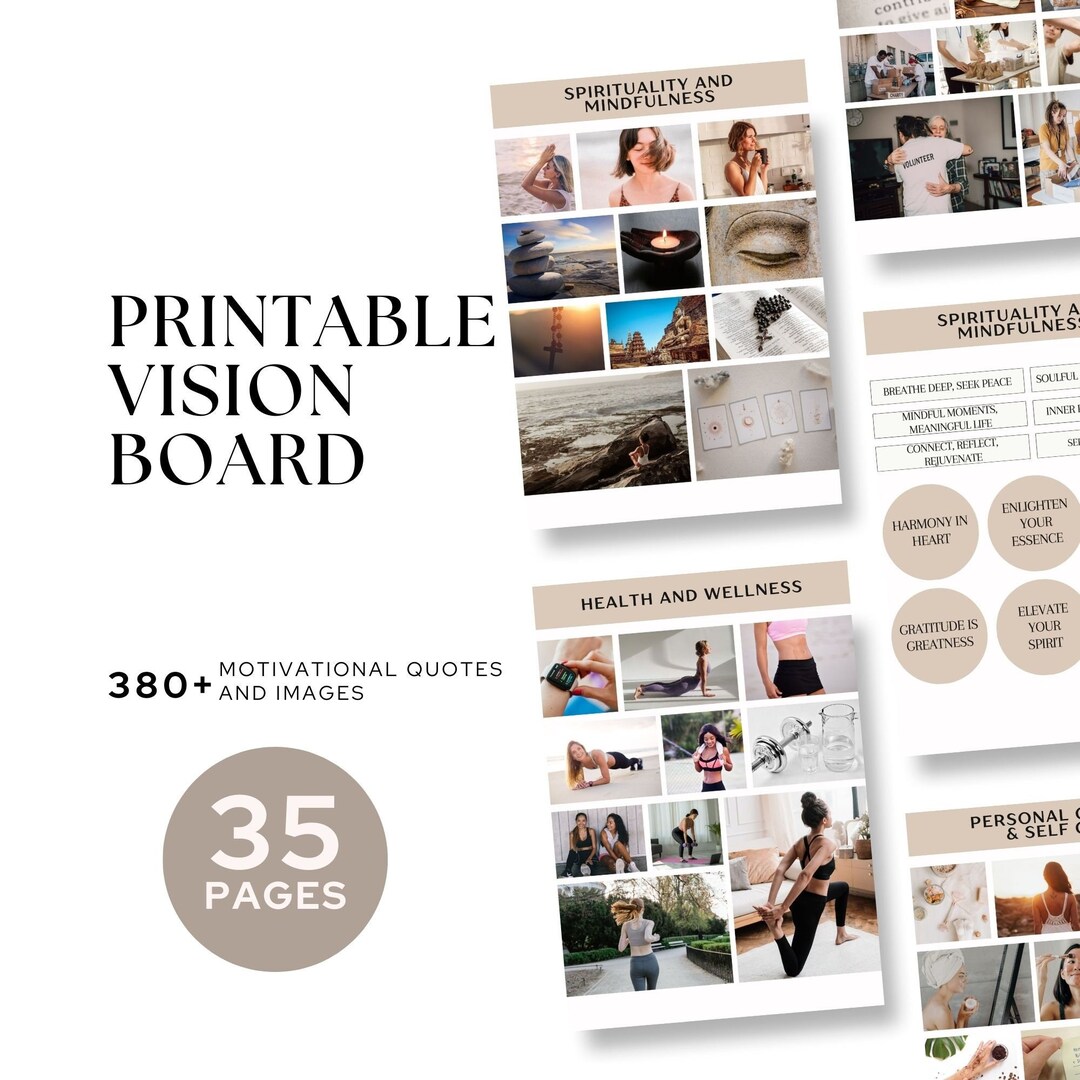 Printable Vision Board Kit Positive Affirmations Laws of Attraction ...