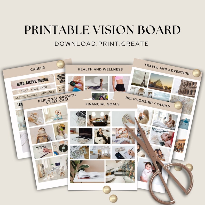 Printable Vision Board Kit Positive Affirmations Laws of Attraction ...