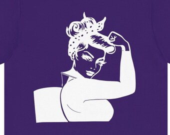 Table 6 Debbie Diver Unisex Dark T-shirt | Commercial Deep Sea Diver Scuba Diving Offshore Inland Girl Hyperbaric Rosie the Riveter Tee