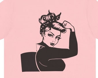 Table 6 Debbie Diver Unisex T-shirt | Commercial Deep Sea Diver Scuba Diving Offshore Inland Girl Hyperbaric Rosie the Riveter Tee