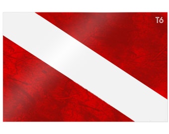 Table 6 Textured Diver Down Flag Ultra Durable DTF Die-Cut Stickers | Scuba Diving Commercial Diver Offshore Inland Master Rescue Deep Sea