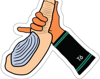 Table 6 Geoduck Shaka Vinyl Die-Cut Stickers, 2", 4", 6" | Harvest Fisheries Commercial Diver Salish Sea Puget Sound PNW Canada King Clam