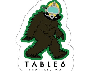Table 6 Bigfoot Diver Die-Cut Stickers | Commercial Diving Kirby Morgan Deep Sea Diver Pacific Northwest Sasquatch PNW Seattle Native Decal