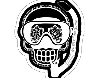 Table 6 Buceador Muerto Die-Cut Stickers | Scuba Diving Diver Pacific Islands Snorkel Florida Hawaii Mexico Cabo Cozumel Bahamas Australia