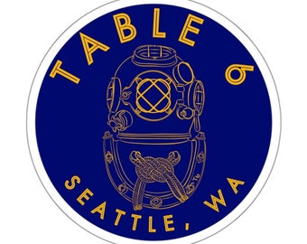 Table 6 Mark V Blue and Gold Die-Cut Stickers | Commercial Diver Scuba Diving Navy Divers Seattle Northwest Puget Sound Offshore Inland Dive