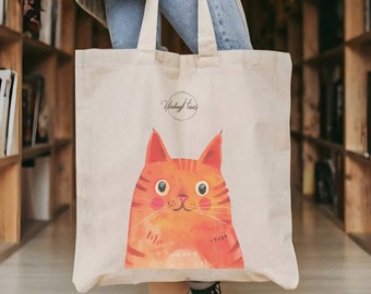 Everyone Loves Orange Ginger Tabby Cat Tote Bag: Premium 100% Cotton Canvas, Shopping Tote, Books Hauls, Beach, Cat and Animal Lovers