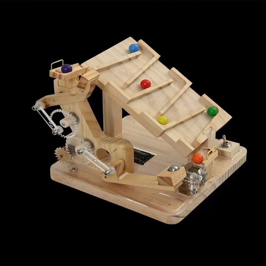 Marble Run Track Perpetual Motion Kids Wooden Toys Marble Sculpture Set
