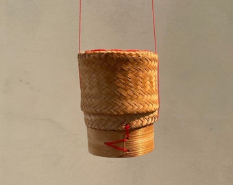 Sticky Rice basket,  Sticky rice compact,  Still rice box, Handmade Bamboo basket for Sticky Rice,  Product from Thailand