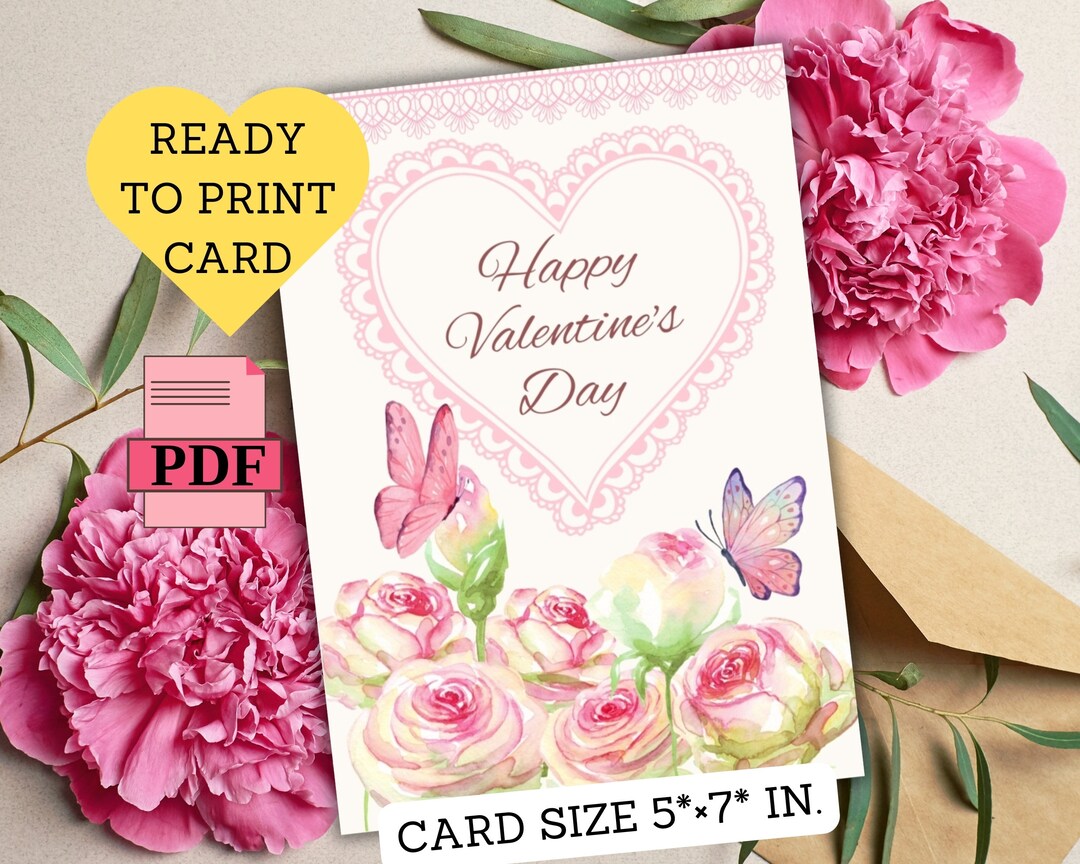Printable Valentine's Card , Digital Download, Printable Valentine Card ...