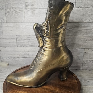 Brass Victorian Ladies Boot, Vase or Display