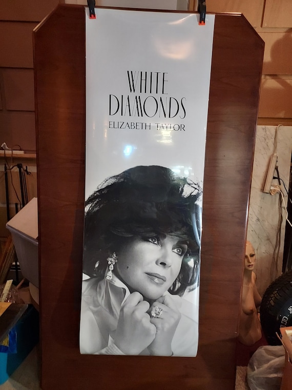 7 foot Elizabeth Taylor, White Diamonds Banner