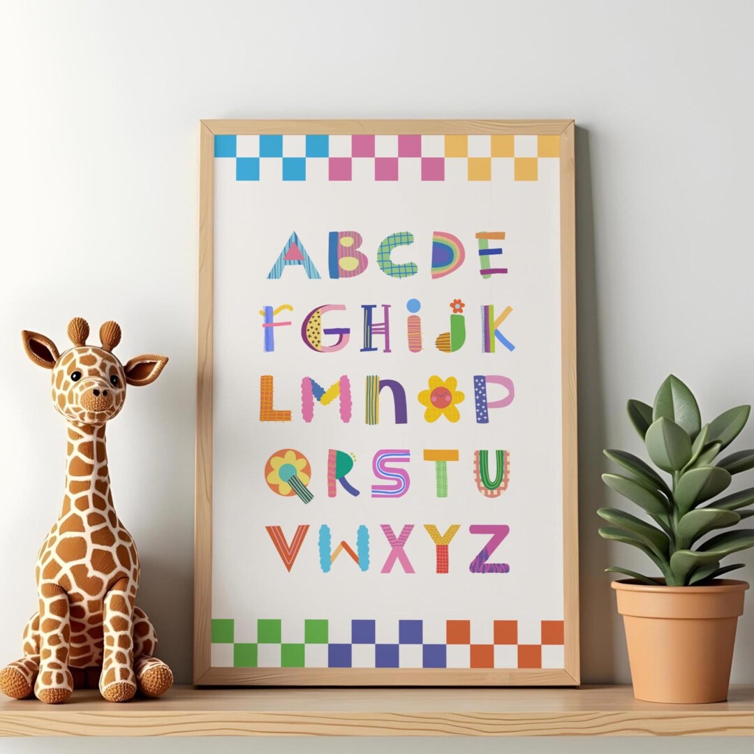 Colorful Alphabet Print, ABC Nursery Wall Art, Kids Room Decor ...