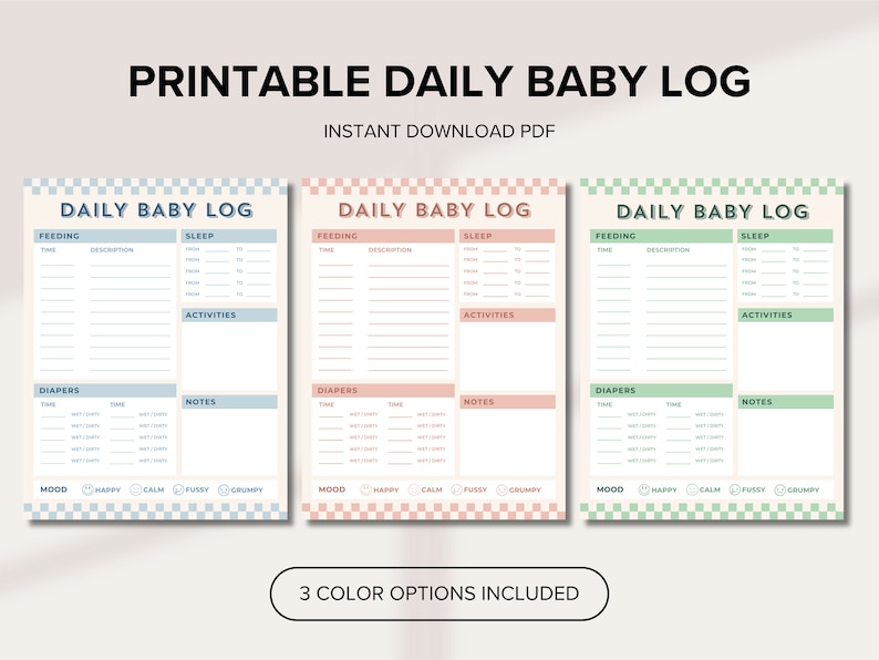 Printable Baby Daily Log | Tracker for Feedings, Sleep, Diapers ...