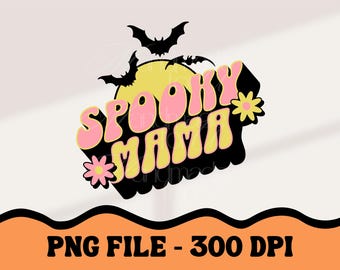 Retro Spooky Mama PNG | Halloween Shirt Design (Digital Download)