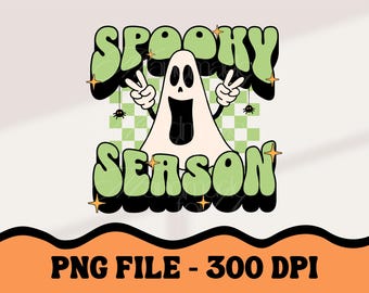 Retro Halloween Ghost PNG | Spooky Season Shirt Design (Digital Download)
