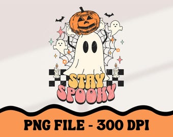 Camiseta retro de Halloween PNG / Diseño de sublimación "Stay Spooky" (Descarga digital)