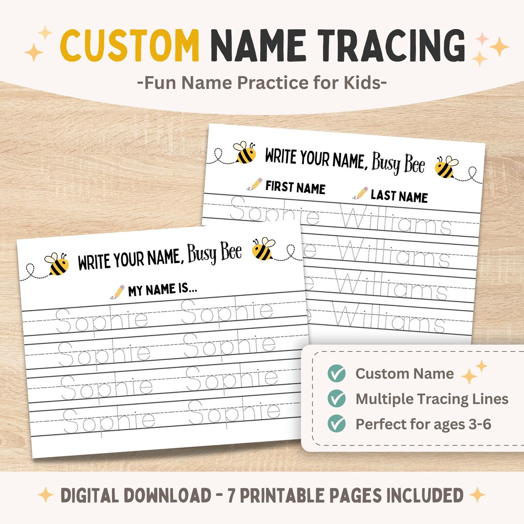 Personalized Name Tracing Worksheet | Custom Kids Writing Practice ...