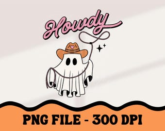 Fantasma retro del oeste PNG / ¡Hola Halloween! Sublimación (Descarga digital)
