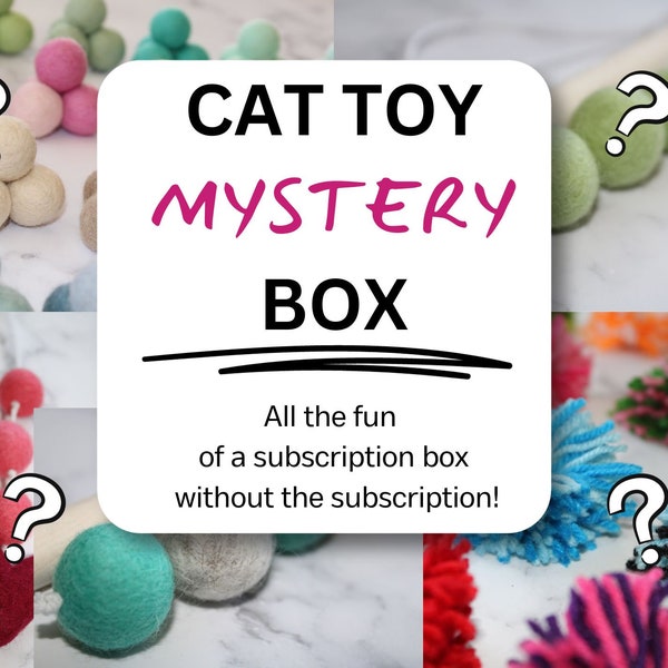 Cat Toy MYSTERY BOX!!! All of the fun of a subscription box without the subscription! Box contains handmade, handsewn cat toys.