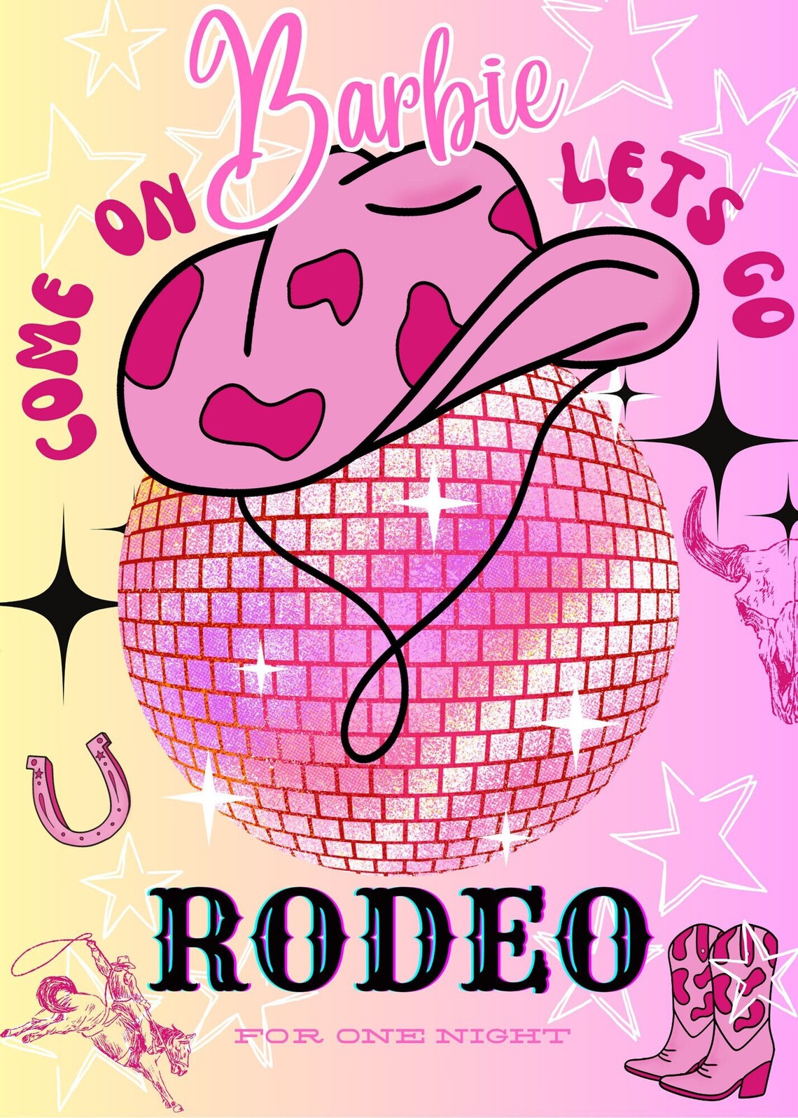 Barbie Rodeo Clown Hot Pink Fashion Doll Barb Rodeo Birthday Morgan Wallen Western Disco ...
