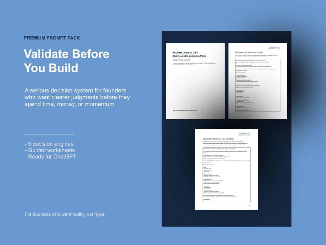 Business Idea Validation Prompt Pack for Founders | Startup Idea Test ...