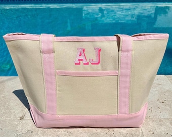 Shadow Initials Embroidered Heavy Canvas Tote Bag | Personalized Embroidered Monogram | For Bridesmaid, Bachelorette Party & Group Vacation