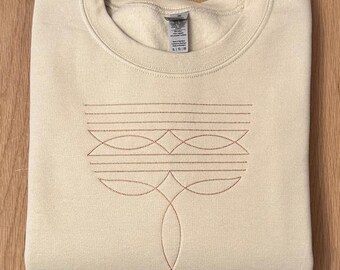 Embroidered Western Cowboy Sweatshirt | Boot Toe Stitch Embroidered Crewneck | Custom Western/Rodeo Wear