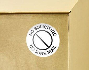 No Soliciting No Junk Mail Vinyl Sticker – Minimalist Mailbox & Door Sign