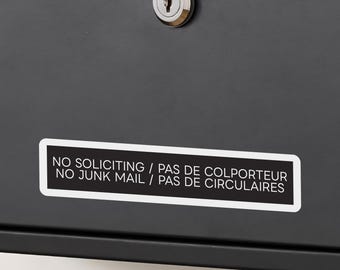 No Soliciting No Junk Mail Bilingual Sticker (6in x 1.2in)