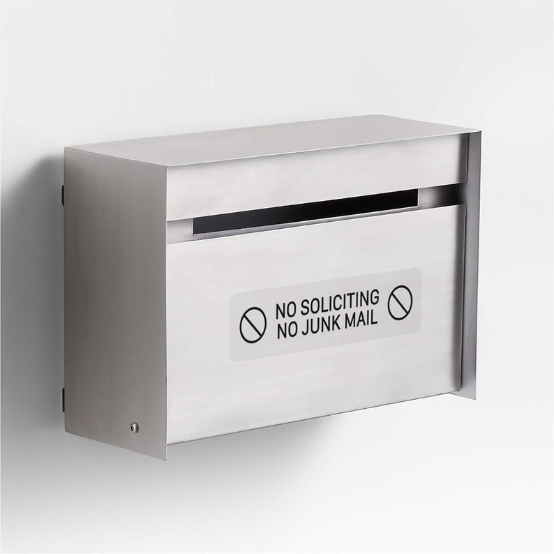 No Soliciting No Junk Mail Outdoor Sticker for Windows, Mailboxes, and Doors, Transparent with Black Text, Weather-Resistant