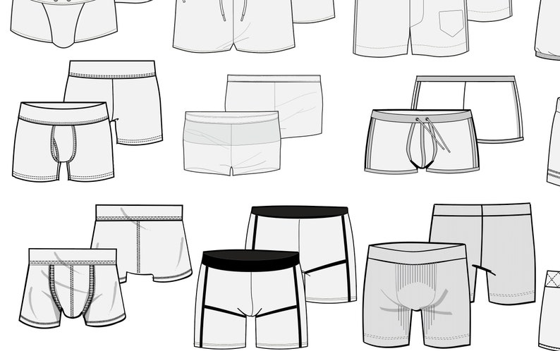 Men's swim briefs flat sketch editable fashion illustration collection