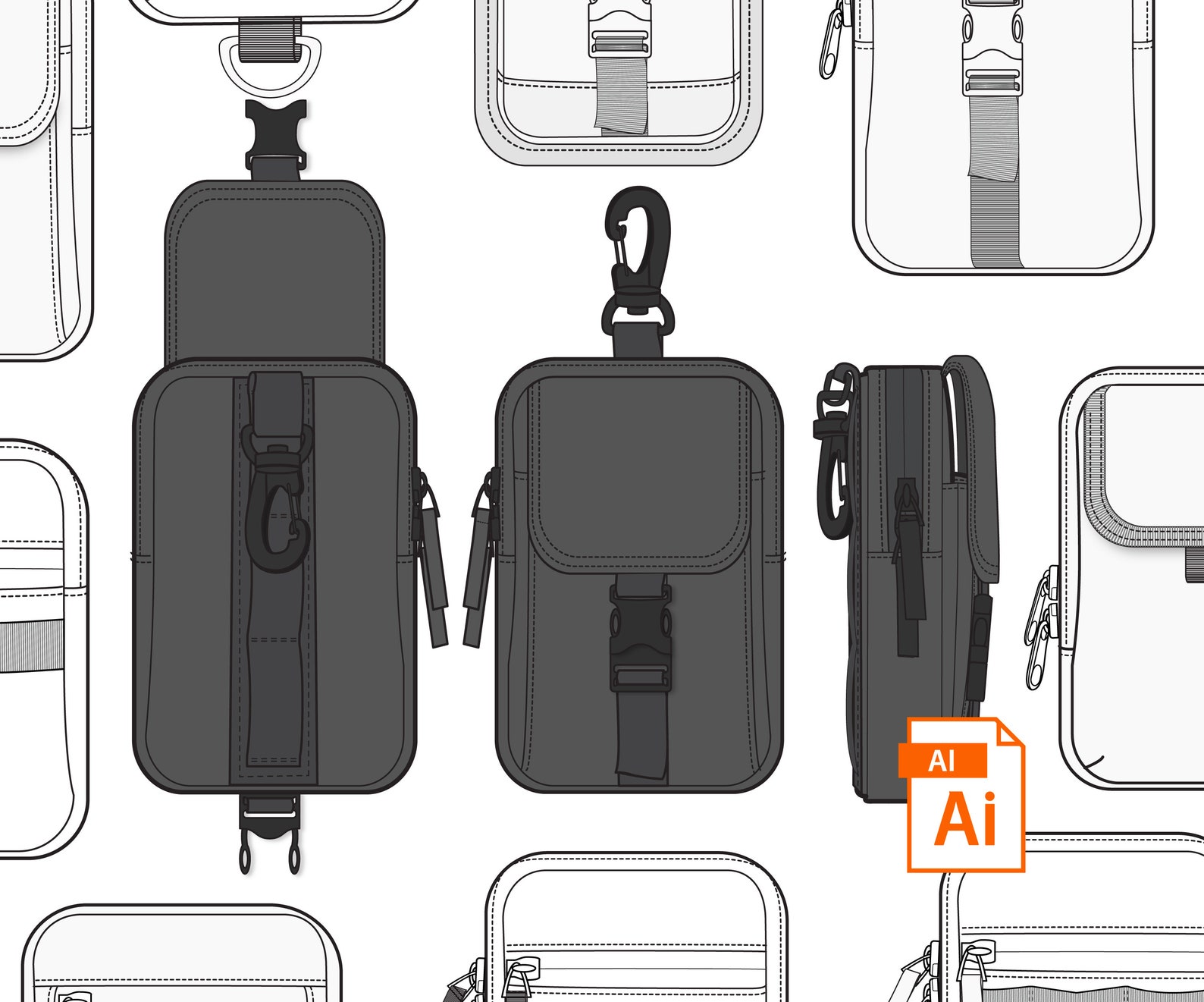 Zip Pouch Design Vector Template: Tech Accessory Designs (adobe ...