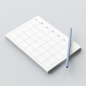 Minimal White Calendar Post-it Notepad - 8in. x 6in. - Monthly Planner Sticky Notes