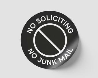 No Soliciting Vinyl Sticker: Minimalist Mail Sign