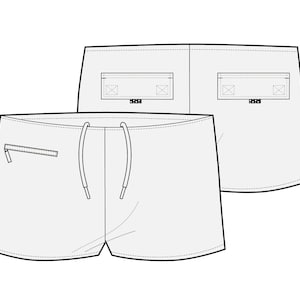 Men's swim trunk vector illustration fashion flat sketch
