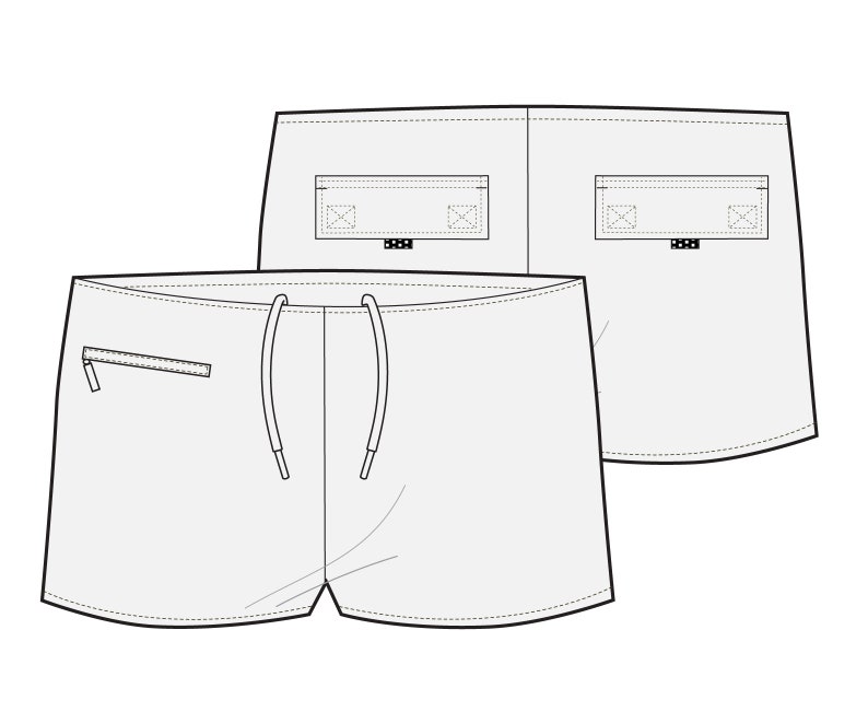 Men's swim trunk vector illustration fashion flat sketch