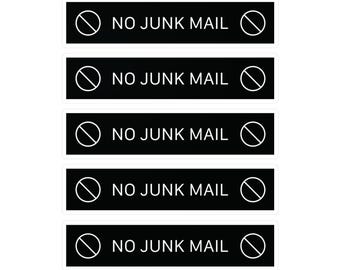 Set mit 5 No Junk Mail Minimal Aufkleber (6 Zoll × 1,1 Zoll)