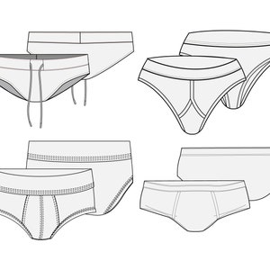 Men's briefs flat sketch editable fashion illustration collection