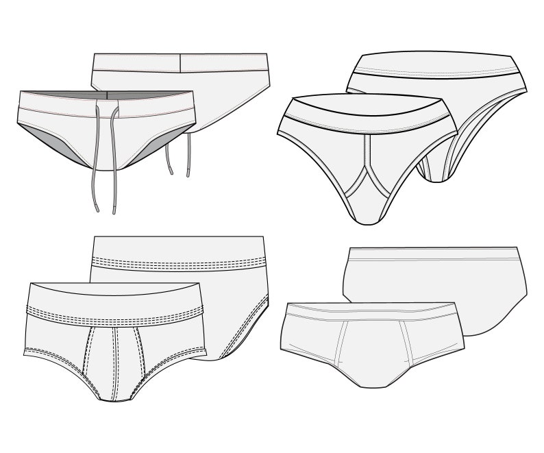 Men's briefs flat sketch editable fashion illustration collection