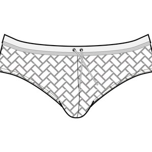 Men's swim brief vector illustration fashion flat sketch