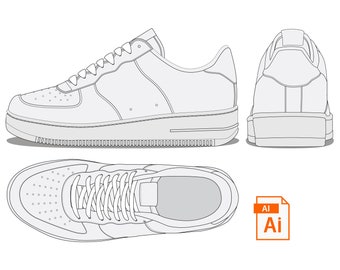 Editable Sneaker Technical Design Illustration - Side Top Back Views