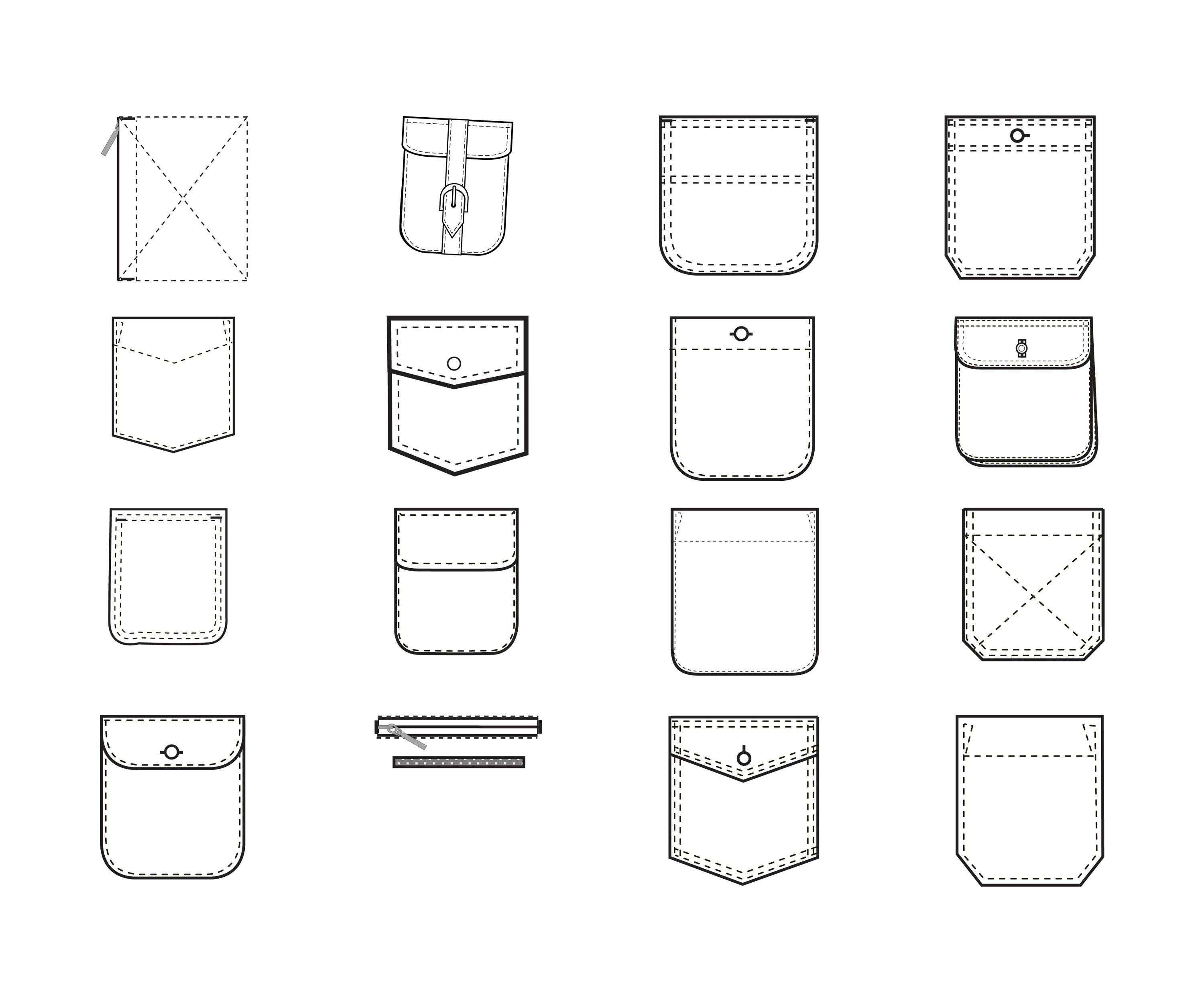 Woven Button Shirt Technical Fashion Illustration Vector Template Set ...