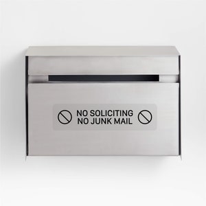 No Soliciting No Junk Mail Outdoor Sticker for Windows, Mailboxes, and Doors - Transparent with Black Type, Weather Resistant