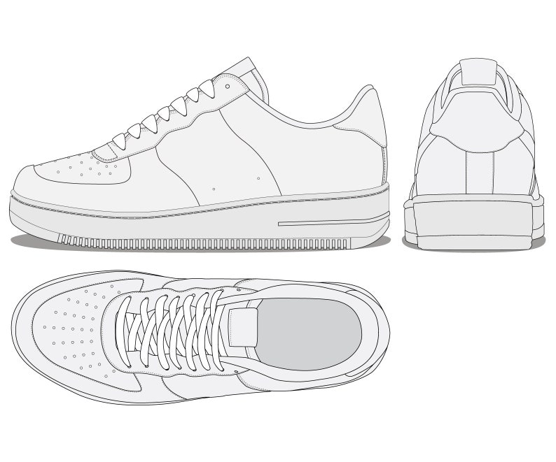 Editable Sneaker Technical Design Illustration Side Top Back Views - Etsy