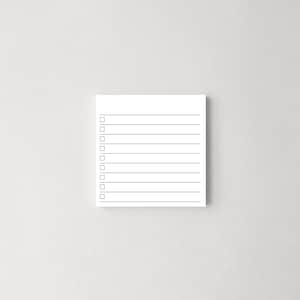 Może przedstawiać: Biała lista kontrolna z 8 pustymi liniami i polami wyboru. Lista kontrolna znajduje się na białym tle.