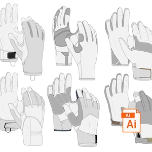 Fall Winter Glove Design Editable Template Fashion Illustration Set: Adobe Illustrator Vector Files With Customizable Fills & Strokes